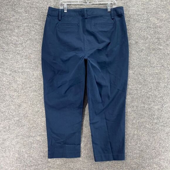 Lands' End Pants Women 16 Plus Blue High Rise Chino Flat Front Skinny Cotton - Picture 2 of 11